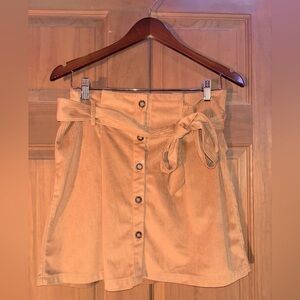 Tan Corduroy Button-Up Skirt
